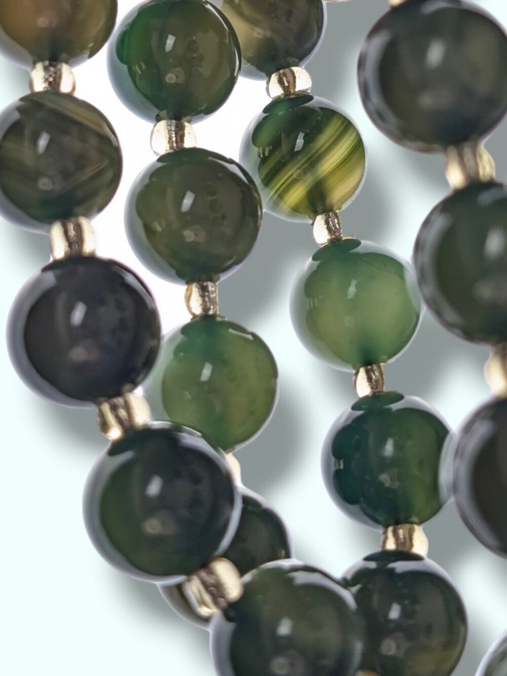 Vintage Natural Green Agate Beaded Necklace